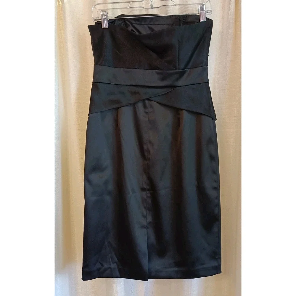 White House Black Market Womens 4 Strapless Black Ruffle Dress Formal Dance